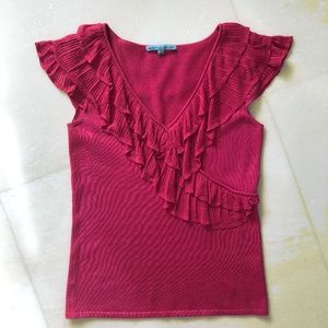 Antonio Melani Pink Silk Ruffle Blouse